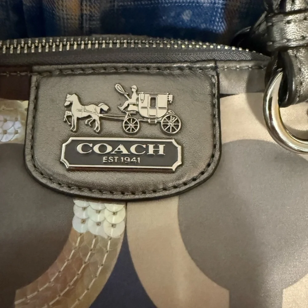 Coach SoHo Signature Hobo Satin/Sequence Satchel! With Iconic Horse and Carriage